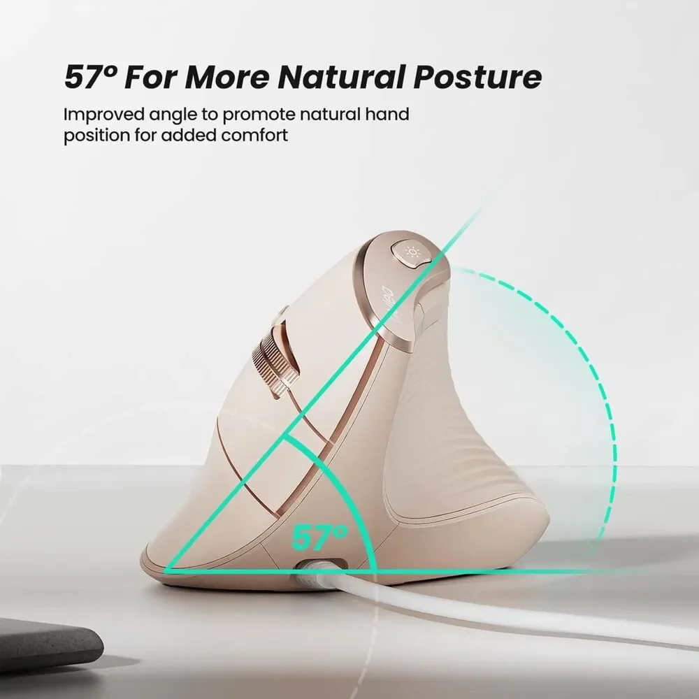 Nulea M504 Wired Vertical Ergonomic Mouse Pink 4 DPI 11 RGB PC Mac